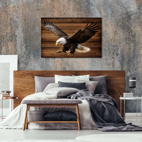 Vista 3 de Arte de pared de águila, cuadros rústicos de águila, decoración de pared, póster de retrato de águilas calvas americanas, impresiones en lienzo