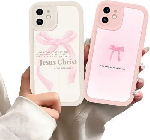 Vista 43 de Paquete de 2 fundas protectoras para iPhone 8 Plus/7 Plus de 5.5 pulgadas con collage de versículos bíblicos de Jesús para mujeres y niñas, diseño