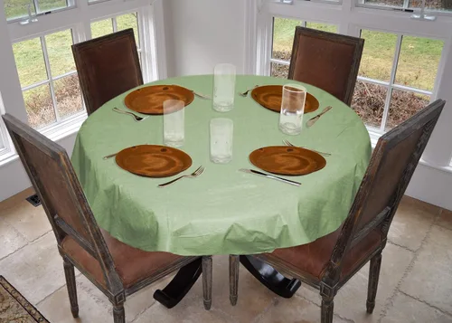 Vista 52 de LAMINET Mantel elástico ajustable para mesa, medallón grande, redondo, se adapta a mesas de hasta 45 a 56 pulgadas de diámetro Medallion