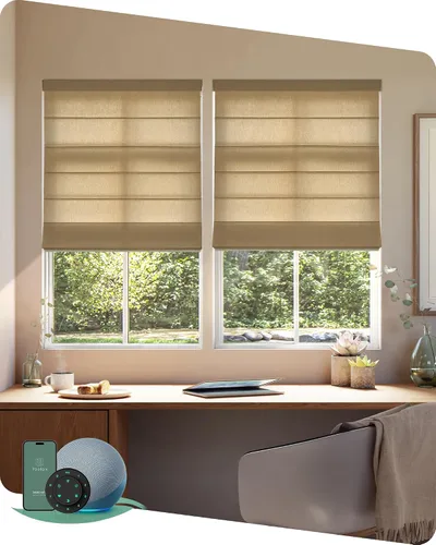 Vista 11 de Yoolax Persianas Romanas con Filtrado de Luz para Ventanas, Persianas Romanas Opacas Sin Cables, Muestra de Tela (Multicolor)