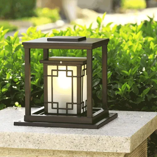 Vista 3 de Luces de poste al aire libre, poste de puerta de villa, luz de pared cuadrada para exteriores, moderna, minimalista, impermeable, luz de poste