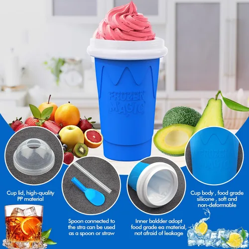Vista 8 de Taza de Fabricante de Granizado de 500ML - Tazas de Granizado Mágicas DIY, Tazas Apretadoras Portátiles para Hacer Leche y Helado, Tazas