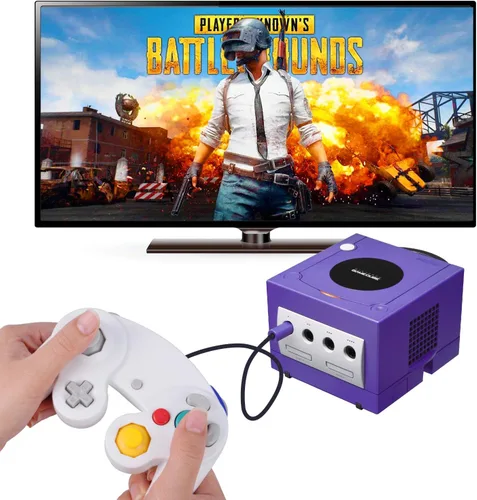 Vista 5 de ONE250 Paquete de 2 controladores Classic Shock Joypad con cable, compatibles con Wii NGC Gamecube Game Cube (blanco y blanco)