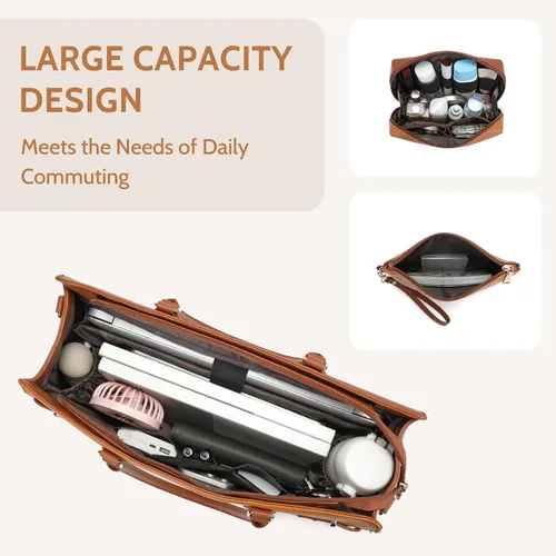 Vista 5 de Keyli Set de 3 piezas de bolso tote para laptop para mujeres, de 15.6 pulgadas, bolsos de trabajo, bolso de negocios para computadora, bolso