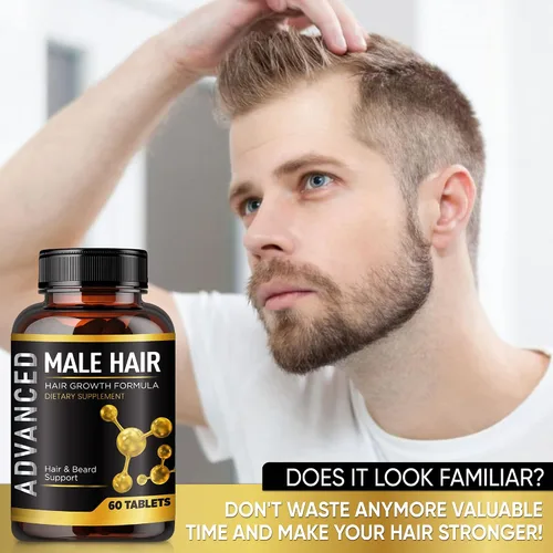 Vista 4 de NutraPro Vitaminas para el crecimiento del cabello para hombres, suplemento anti pérdida de cabello.