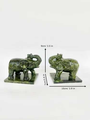 Vista 5 de Figura de elefante de jade natural verde colección tallada a mano artes animal tallado encanto tótem figura hecha a mano decoración del hogar