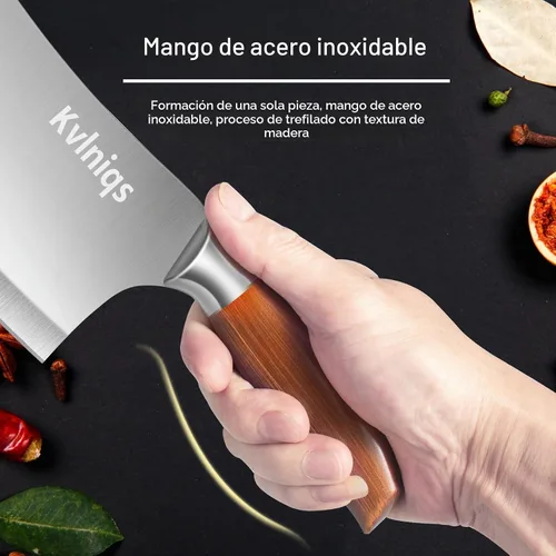 Vista 4 de Cuchillo de carnicero de 7 pulgadas, cuchilla para carne, cortador de huesos resistente, cuchillo de chef de cocina multiusos para cortar huesos