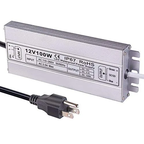 Vista 2 de Idealy - Fuente de alimentación LED de 100 W, 12 V CC, IP67, impermeable, transformador de bajo voltaje, adaptador de controlador LED, convertidor