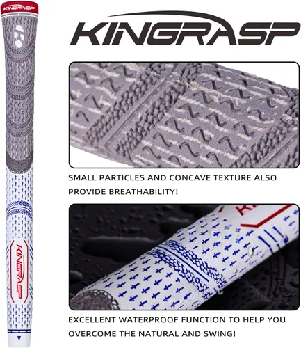 Vista 4 de 13 Pack Corded Rubber Golf Grips, Anti‑Slip Kit, Standard Midsize Oversize Gris/blanco: (13 agarres con todos los kits de reparación)