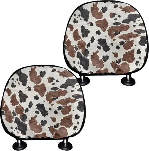 Vista 30 de Funda universal para reposacabezas de auto con estampado de vaca azteca, girasol, 2 piezas, funda universal para reposacabezas de asiento
