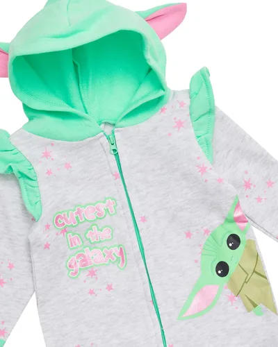 Vista 2 de Star Wars Baby Yoda - Pijama de una pieza para bebé y niña, pijama con capucha para bebé