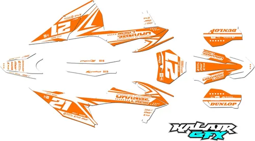 Vista 10 de Kit de gráficos para KTM Motocross de 2 tiempos 125 SX, 150 SX y 250 SX años 2019, 2020, 2021 y 2022 Orangecrew Series Cyan 16 Mil - Calcomanías