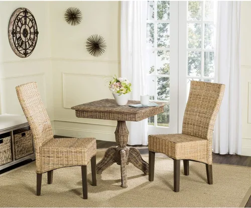 Vista 10 de SAFAVIEH - Juego de 2 sillas de comedor de madera Ozias, asiento de 18.8 pulgadas, color gris costero SEA8014A