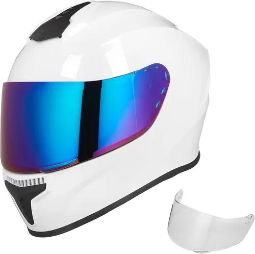 Vista 13 de Cascos integrales de motocicleta para adultos, hombres y mujeres DOT con visera tintada, modelo MD-813 para bicicleta de calle y carreras