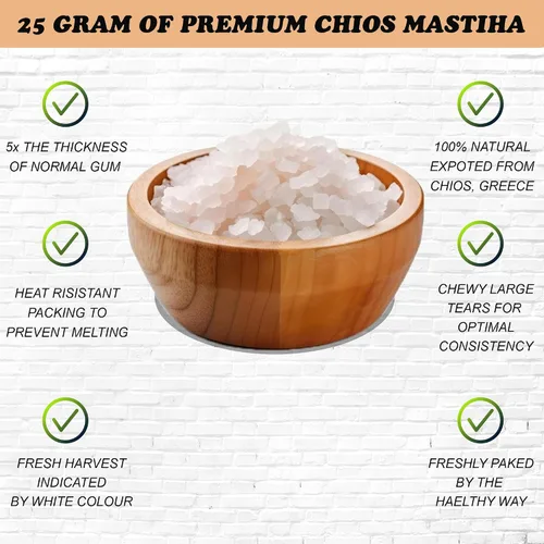 Vista 4 de Mastiha Chios Orgánico 20G – Goma de mastique griega 100% natural, vegana y sin gluten ni azúcar, resina auténtica de lágrimas de mastique
