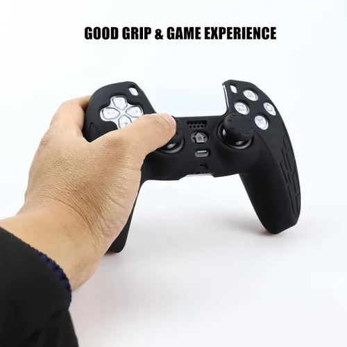 Vista 5 de Funda de silicona para controlador PS5, 1 funda antideslizante con 10 empuñaduras de joystick para Playsation 5 Controller Wireless Gamepad