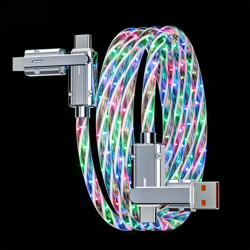 Vista 16 de Cable USB PD cargador rápido iluminado (USB 4 en 1 azul), soporta transferencia de datos, se puede utilizar como luz nocturna, longitud del cable