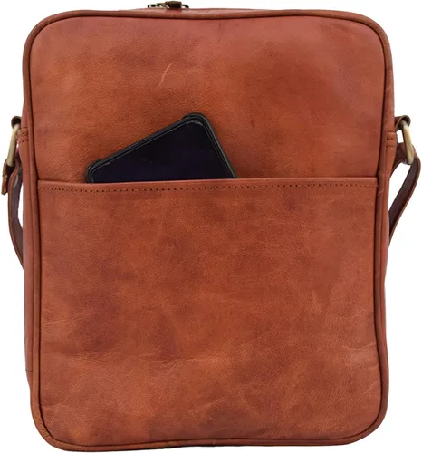 Vista 5 de Bolso bandolera de cuero vintage hecho a mano para hombres y mujeres, unisex, para adolescentes, bolso bandolera para iPadTab Mini, pequeño de 11