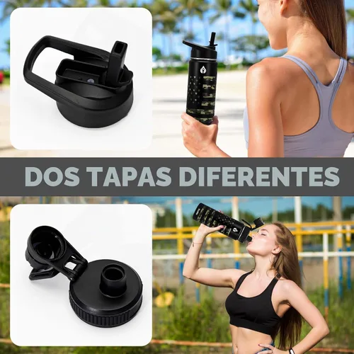 Vista 4 de Botella de agua aislada de 22 onzas, botellas de agua a prueba de fugas de acero inoxidable, taza térmica de viaje de boca ancha de doble pared