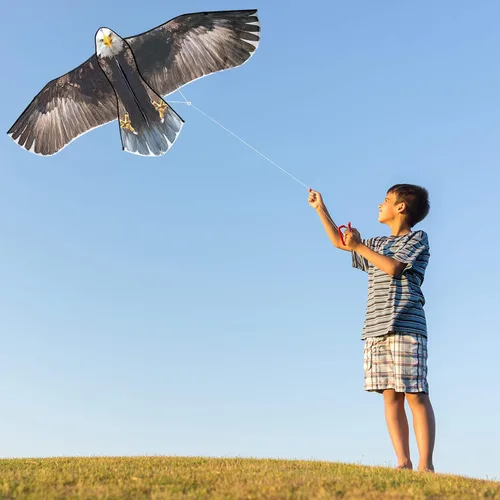 Vista 6 de Cometa Jekosen gigante, de águila calva, 70 pulgadas, cuerda de una sola línea, fácil de volar, para viajes en la playa, parque, familia