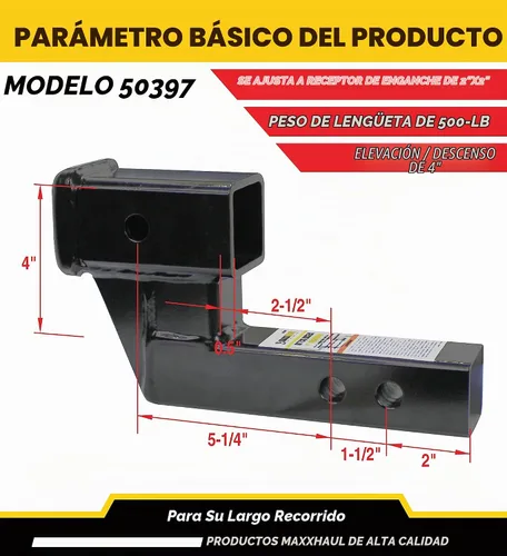 Vista 4 de MAXXHAUL 50397 Elevador de enganche de remolque para receptores de 2 pulgadas con elevación / caída de 4 pulgadas