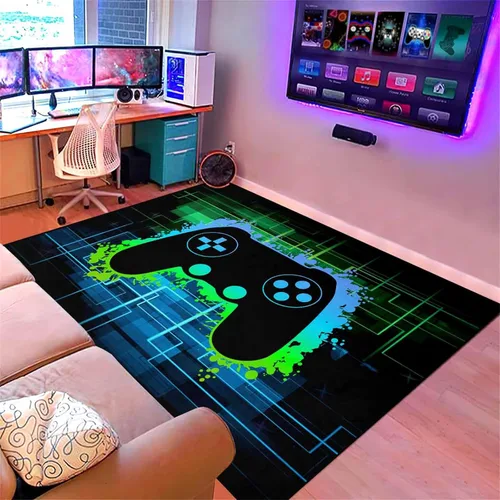 Vista 6 de BATATADOCE Alfombras de videojuegos para dormitorio de niños, alfombras para sala de juegos, decoración de juegos para niños, alfombra de área