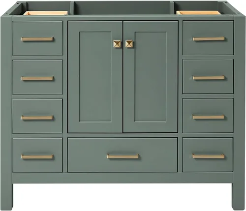 Vista 33 de ARIEL Cambridge Mueble base de tocador de baño de 36 pulgadas, madera maciza, 2 puertas de cierre suave, 5 cajones de cola de milano, roble marrón