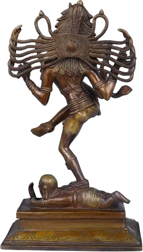 Vista 3 de Exotic India Dancing Shiva - Estatua de latón - Color oro antiguo
