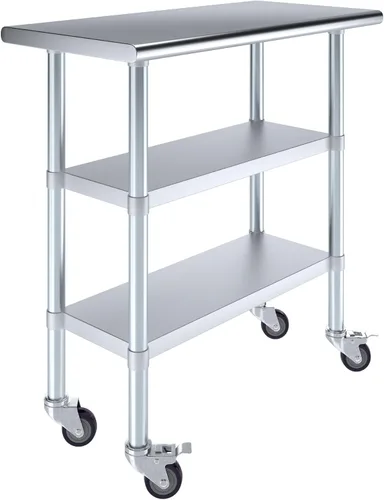 Vista 30 de AmGood Stainless Steel Work Table with 2 Shelves and Casters Metal Utility Table On Wheels