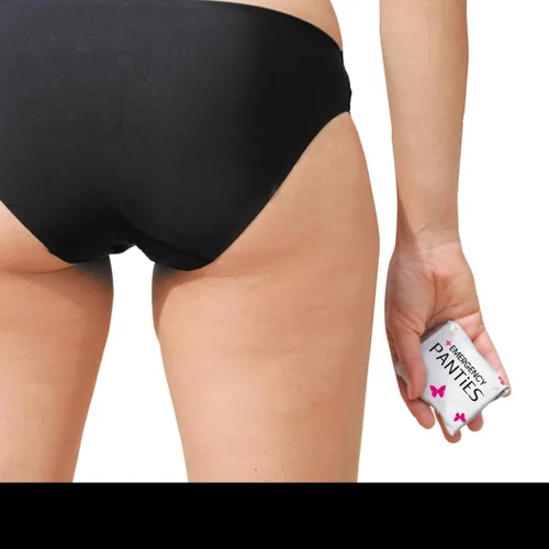 Vista 4 de Kit de bragas de emergencia 4 en 1 = ropa interior sin costuras, toallitas frescas y trazador de líneas para accidentes, kit de aseo para viajes