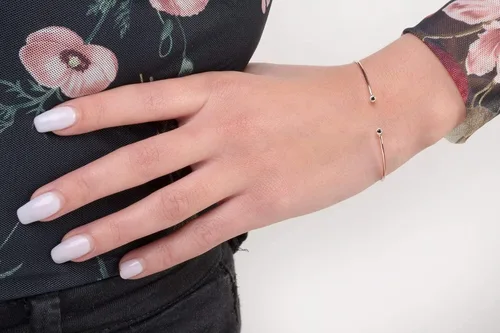 Vista 4 de Elegante joyero para mujer, pulsera de diamantes en oro macizo de 9k, 14k y 18k, brazalete de dos diamantes, brazalete de oro femenino para ella