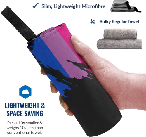 Vista 3 de Bisexual Pride Flag - Toalla de playa de microfibra, de gran tamaño, secado rápido (31.5 x 63 pulgadas), a prueba de arena, absorbente, compacta