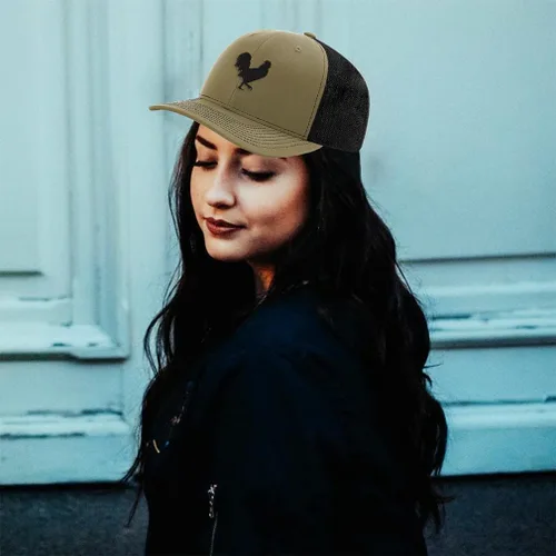 Vista 3 de Gorra de béisbol personalizada Gallo Sombra Gallo Silueta Bordado Malla Poliéster