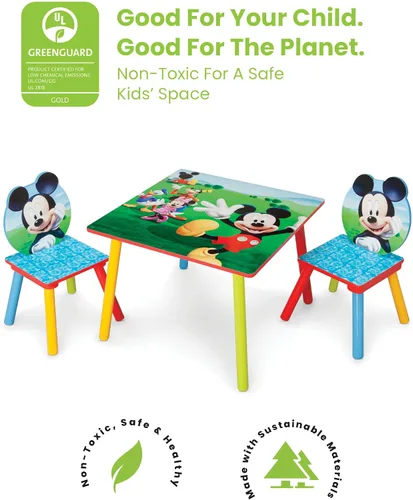 Vista 3 de Delta Children Juego de mesa y silla para niños (2 sillas incluidas), ideal para artes y manualidades, merienda y silla tapizada, Mickey Mouse