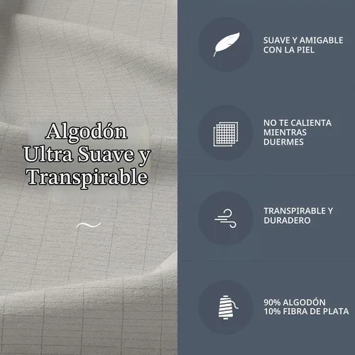 Vista 3 de Sábana ajustable GroundLuxe de fibra de plata 10% orgánica Beige