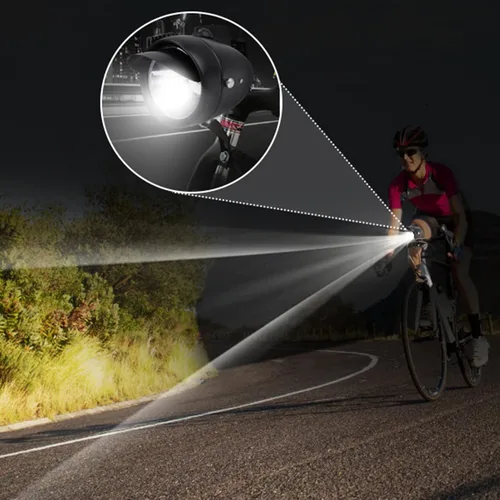 Vista 3 de Faro delantero de bicicleta, faro vintage para montar en bicicleta por la noche, luz LED ligera con visera, lámpara frontal retro al aire libre alto