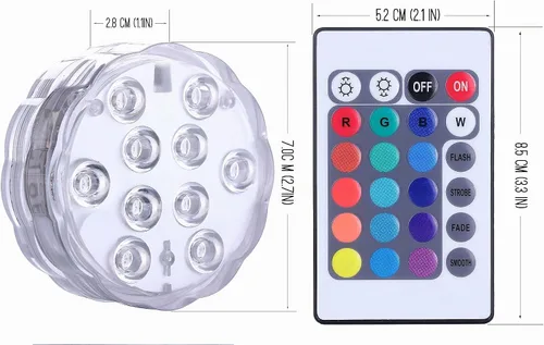 Vista 3 de Qoolife - Luz sumergible para piscina, luz de disco impermeable IP68