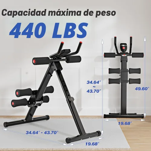 Vista 7 de RELIFE REBUILD YOUR LIFE - Máquina de Entrenamiento Abdominal Ajustable, Entrenador de Abdominales Plegable, Equipo de Fuerza para Crunch Azul