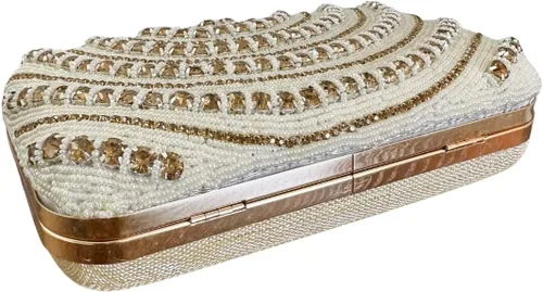 Vista 3 de Bolso cruzado de cristal de la caja, bolso de noche para fiestas y bodas, bolso nupcial de perlas de diamantes de imitación