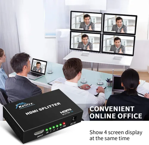 Vista 7 de Divisor HDMI 1 en 4 Salidas V1.4b Alimentado Divisor de Video HDMI con Adaptador de CA Duplicado/Monitor de Pantalla Espejo Soporta Ultra HD 1080P