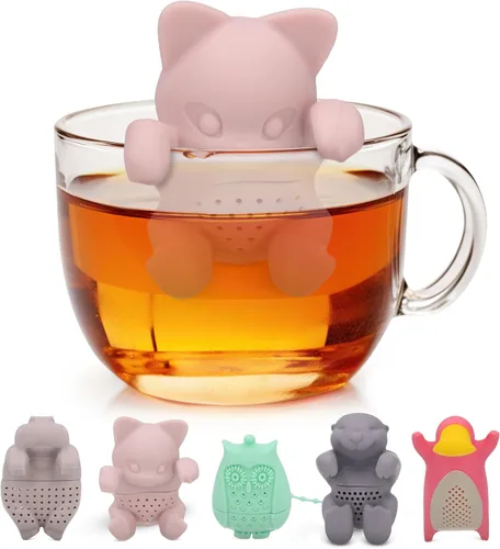 Vista 6 de Infusor de té para té de hojas sueltas, paquete de té de silicona, un regalo divertido e ideal para los amantes del té, amigos y familiares, juego