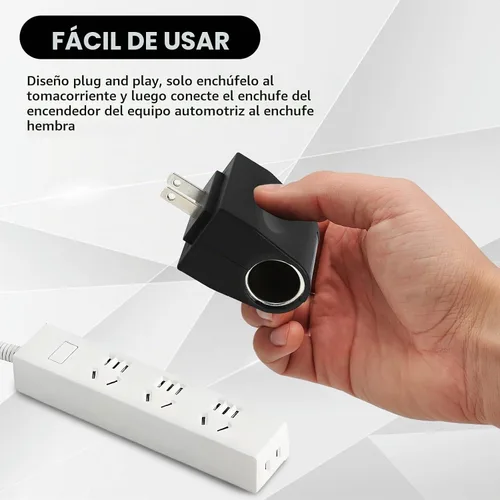 Vista 3 de Convertidor universal de CA a CC, DC 12V 500mA encendedor de cigarrillos de coche a adaptador de toma de corriente, adaptador hembra de CA a CC
