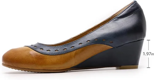 Vista 2 de Mona flying - Tacones de punta de estilo formal para la oficina, de piel auténtica y tacones de altura mediana para mujeres