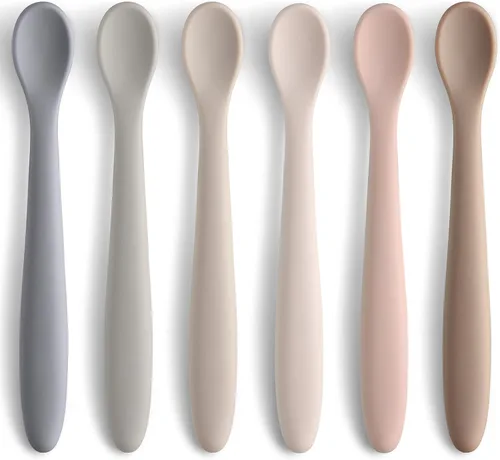 Vista 7 de 6 piezas de cucharas de silicona para alimentación de bebé, primera etapa con punta suave fácil para las encías, cuchara de entrenamiento