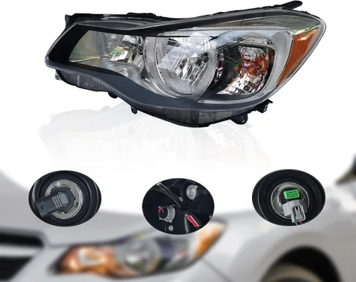 Vista 4 de CNCEST Conjunto de faros delanteros halógenos izquierdos, ajuste directo, carcasa cromada, lente transparente, para modelos Subaru Impreza