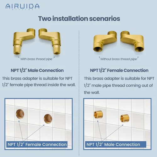 Vista 3 de Airuida Grifo de cocina de montaje en pared con rociador, grifo de fregadero de cocina montado en la pared, manijas dobles cruzadas, boquilla