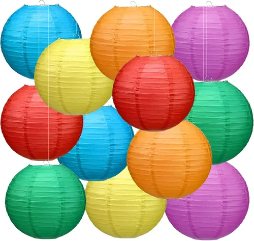 Vista 12 de Retisee 12 linternas de papel de manzana de 10 pulgadas para decoración