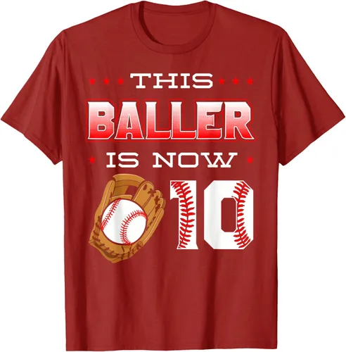 Vista 66 de This Baller Is Now 10 - Camiseta de béisbol para fiesta temática de cumpleaños número 10, Negro