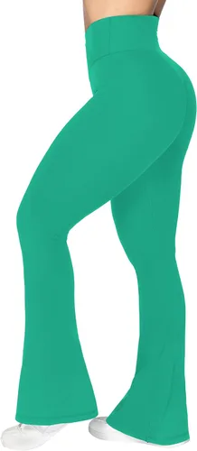 Vista 4 de Sunzel Leggings acampanados, pantalones de yoga cruzados con control de abdomen, cintura alta y pierna ancha