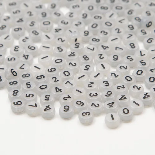 Vista 5 de 1000 cuentas de números redondas para la fabricación de joyas (negro resplandor nocturno)